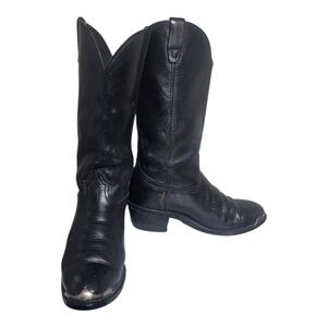 Men's Vintage GEORGIA Black Leather Western Silver Tip Moto/ Work Boots size 8